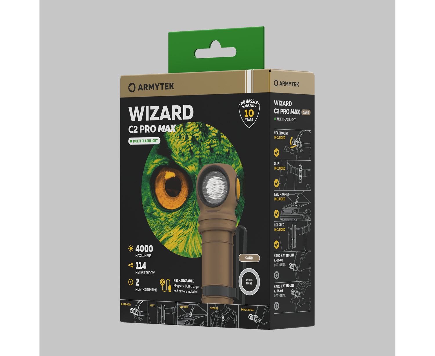 Armytek Flashlights Wizard C2 Pro Magnet USB Sand