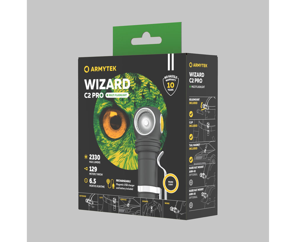 Armytek Flashlights Wizard C2 Pro Magnet USB (warm light) - Beowald Store