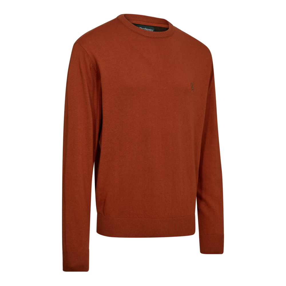 Deerhunter Harrington Round Neck Knitted Sweater Oak Rust Melange