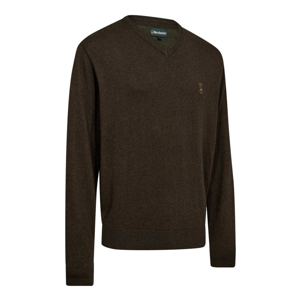 Deerhunter Harrington V-neck Knitted Sweater Brown Melange