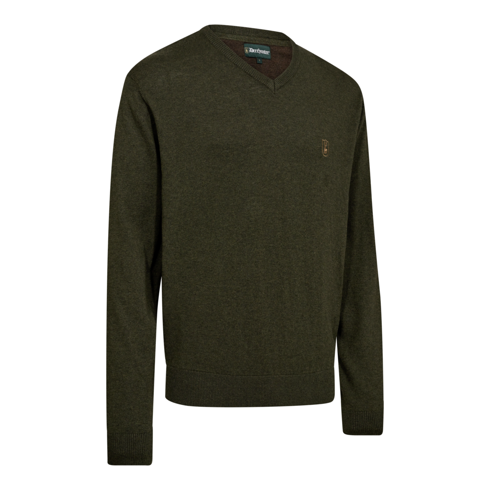 Deerhunter Harrington V-neck Knitted Sweater Forest Ember Melange