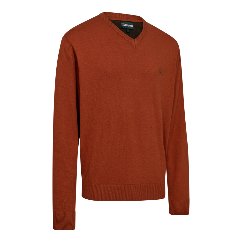 Deerhunter Harrington V-neck Knitted Sweater Oak Rust Melange