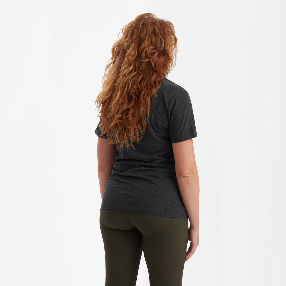 Deerhunter Ladies basic t-shirt in a pack of 2 Brown Leaf Melange