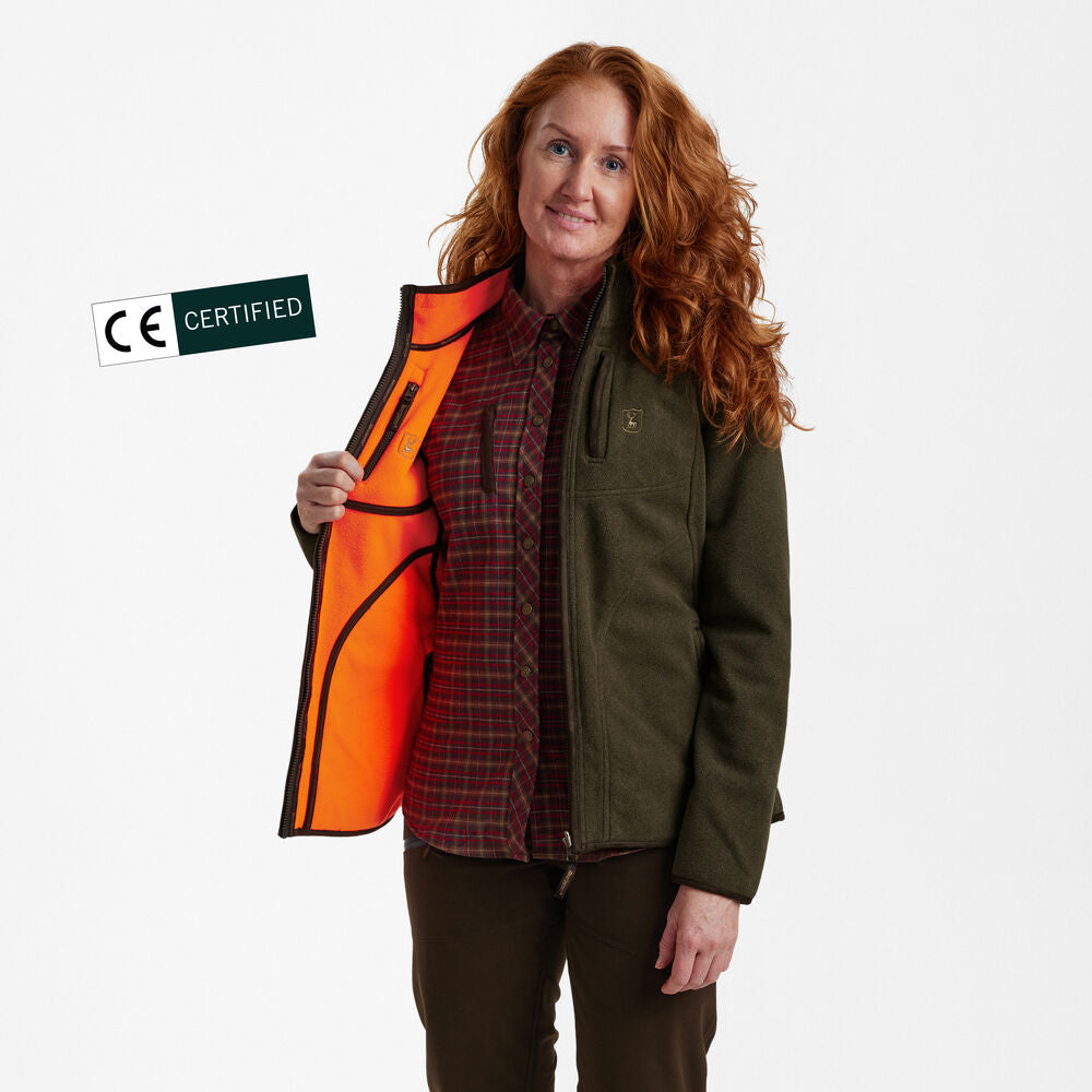 Deerhunter Lady Pam bonded fleece jacket - reversible Orange