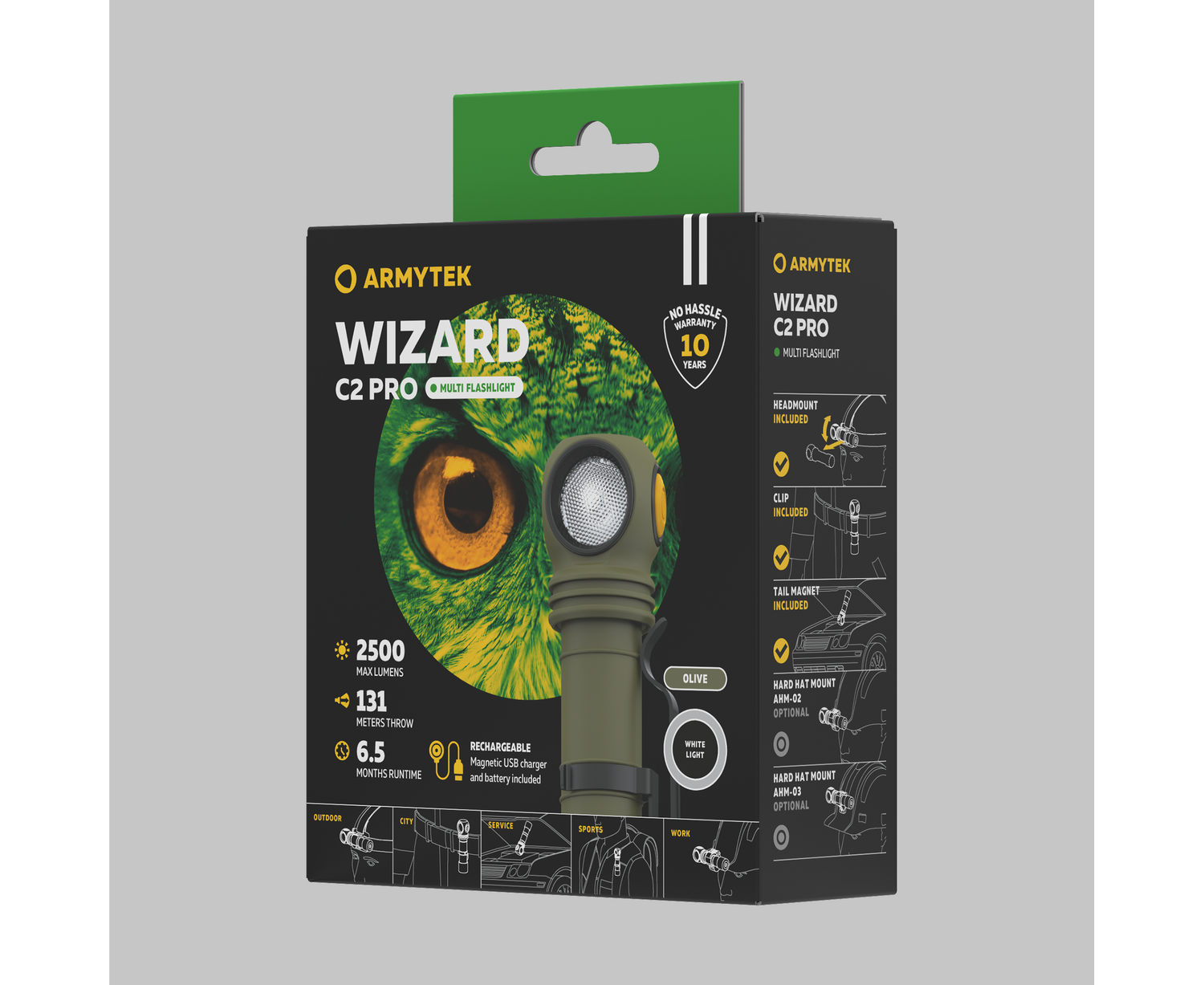 Armytek Flashlights Wizard C2 Pro Magnet USB Olive