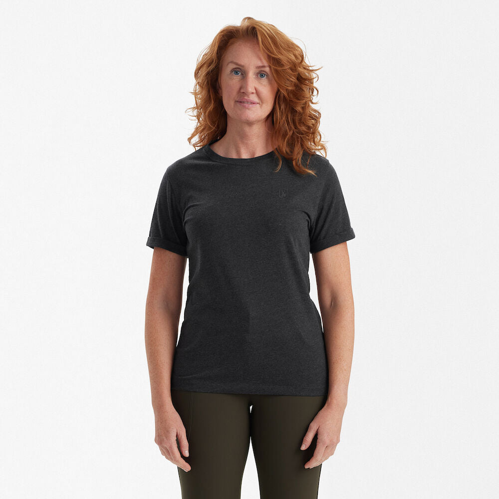 Deerhunter Ladies basic t-shirt in a pack of 2 Brown Leaf Melange