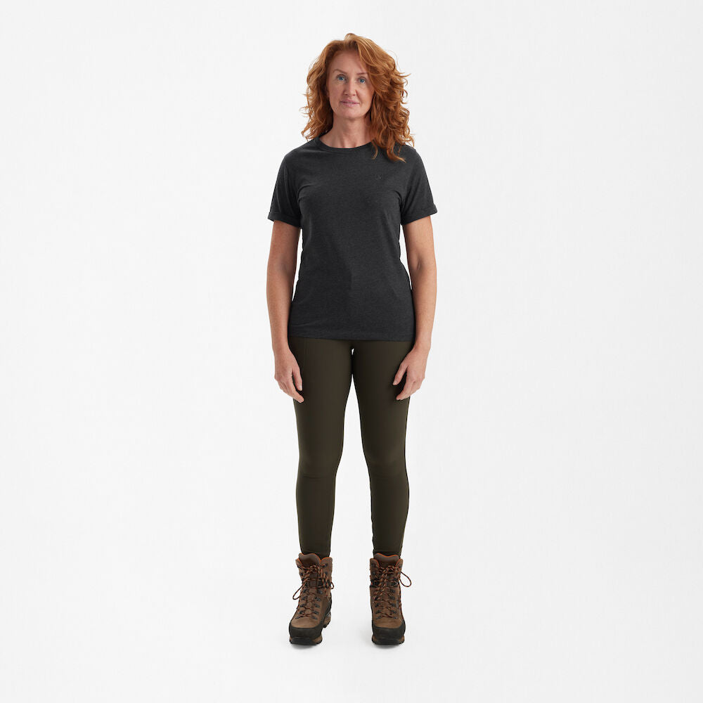 Deerhunter Ladies basic t-shirt in a pack of 2 Brown Leaf Melange