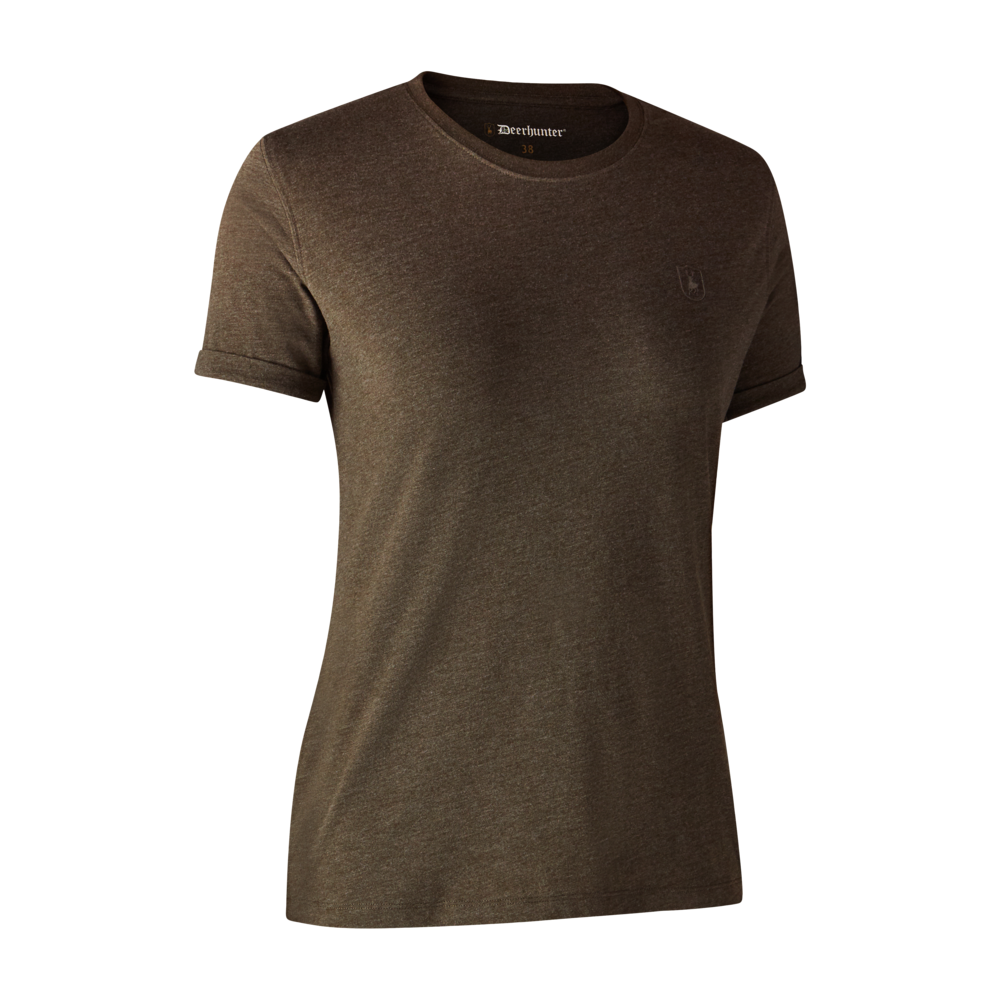 Deerhunter Ladies basic t-shirt in a pack of 2 Brown Leaf Melange