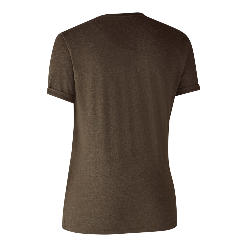 Deerhunter Ladies basic t-shirt in a pack of 2 Brown Leaf Melange